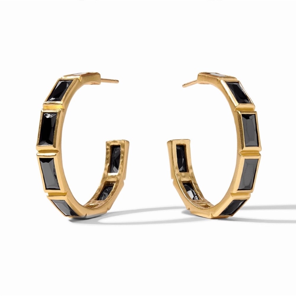 Julie Vos Antonia Elegant Gold and Black Hoop Earrings